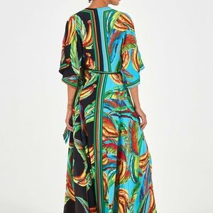 Mixed Banana Long Wrap Dress